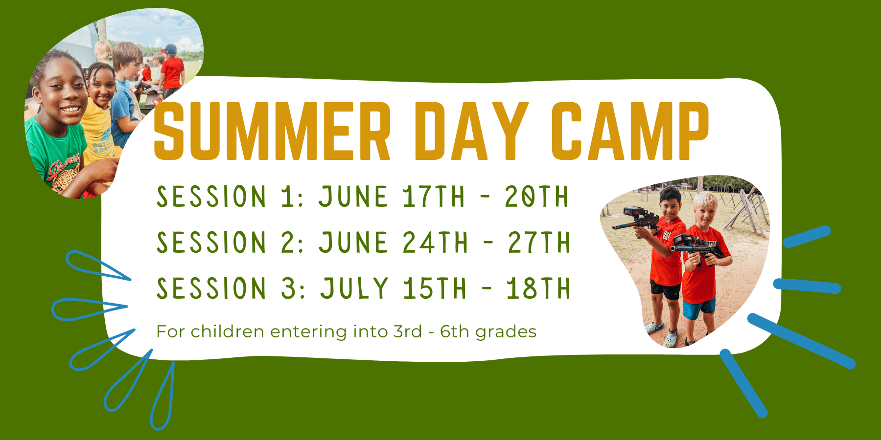Summer Day Camp 2025 Sessions Website Header Summer Day Camp 2025 at Butter and Egg Adventures